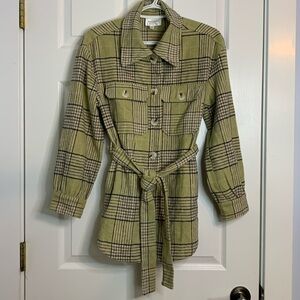 Line & Dot Alessandra Belted Shacket in Chartreuse Multi Women’s Size XS yellow